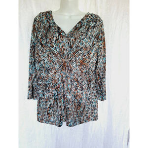Women's Kim Rogers Blouse, Size PL, Blue & Brown